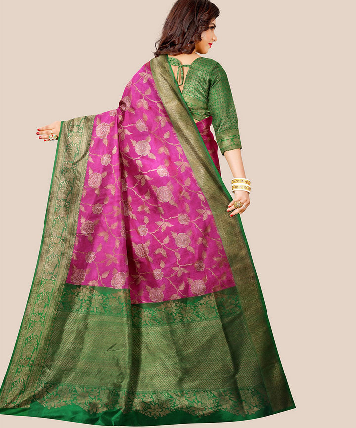 Purple green handloom banarasi silk saree
