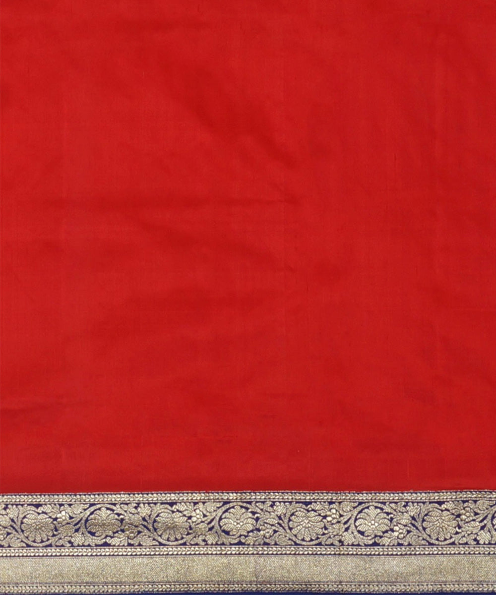 Red blue handloom banarasi silk saree