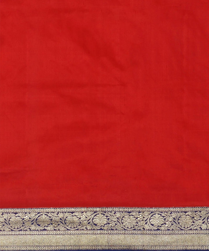 Red blue handloom banarasi silk saree