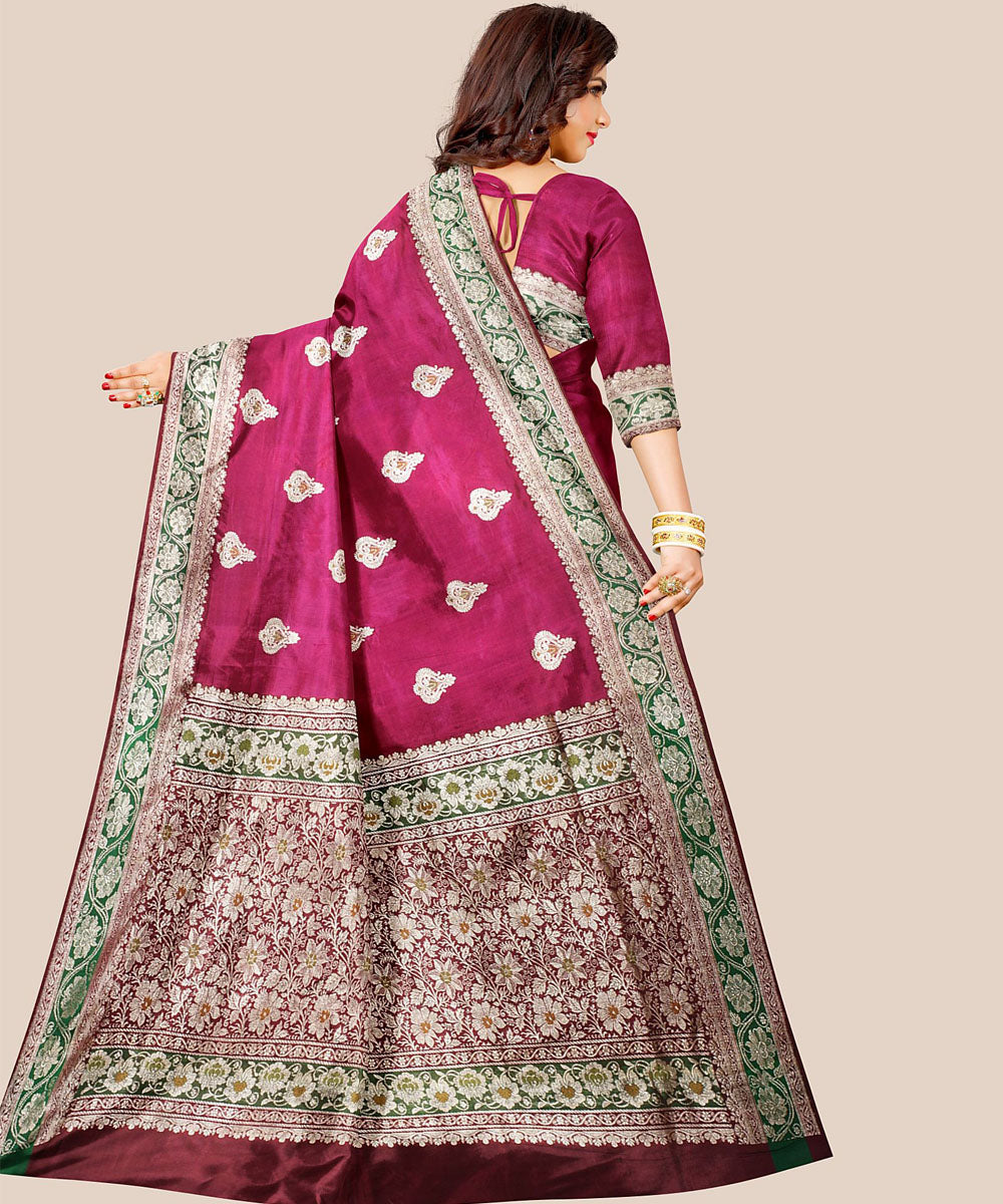Maroon hand loom banarasi silk saree