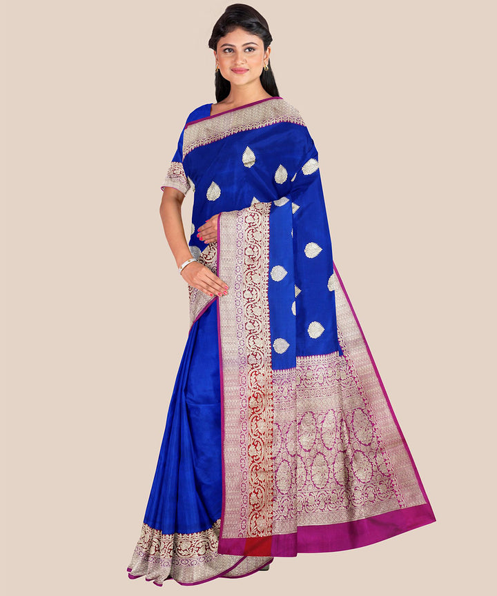 Blue handwoven  banarasi silk saree