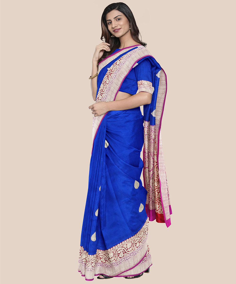 Blue handwoven  banarasi silk saree