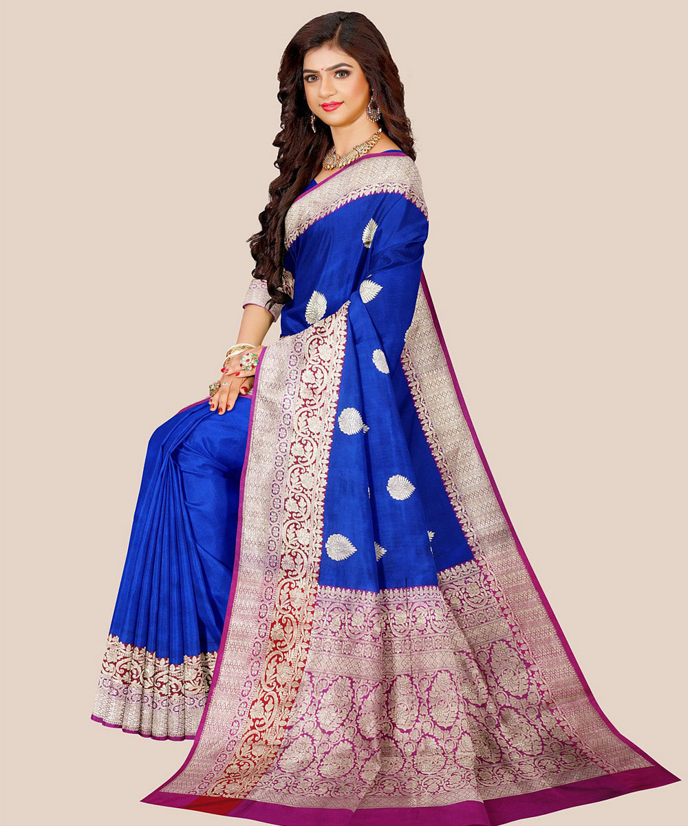 Blue handwoven  banarasi silk saree