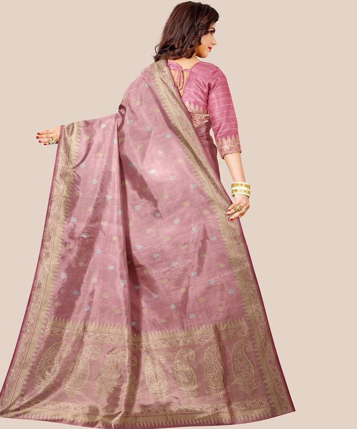 Peach handloom banarasi silk saree