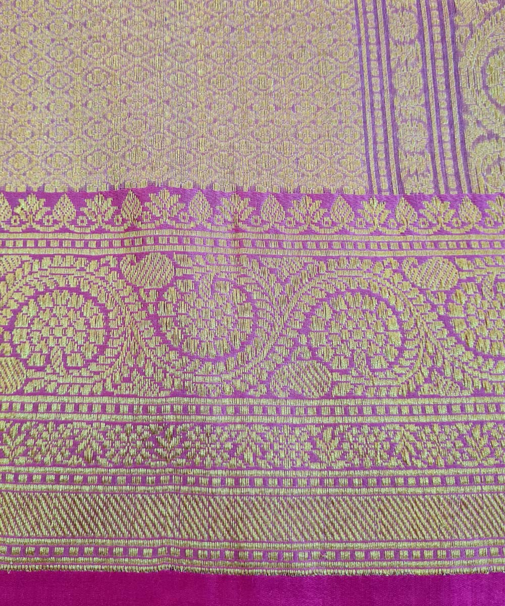 Light gree handwoven cotton banarasi saree