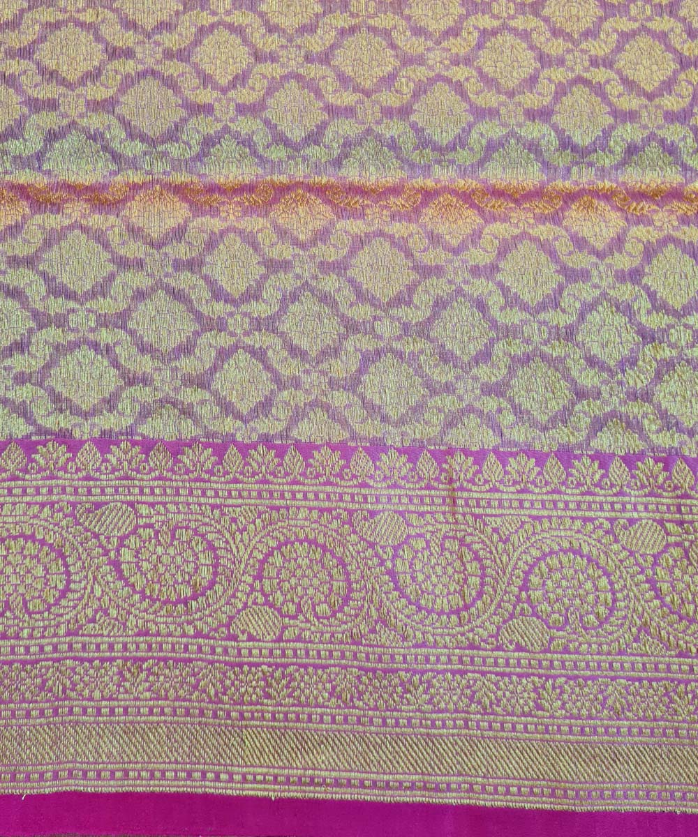 Light gree handwoven cotton banarasi saree