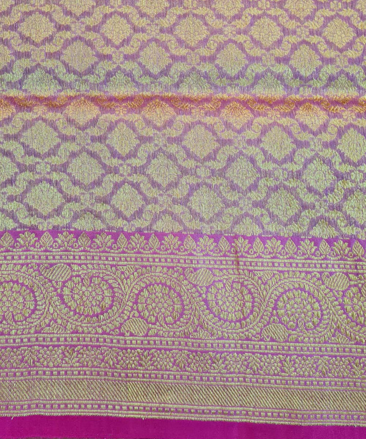 Light gree handwoven cotton banarasi saree