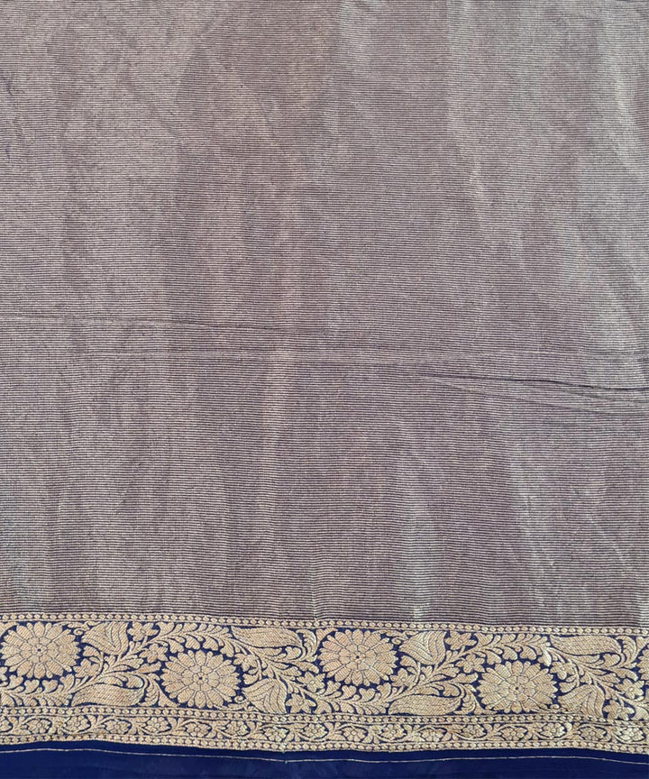 Turquoise blue handwoven cotton silk banarasi saree