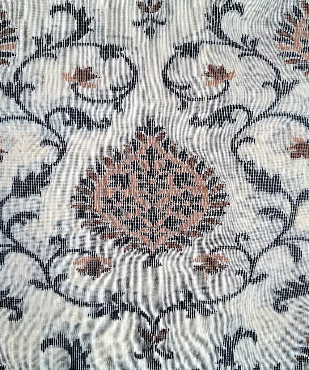 Grey black handwoven cotton silk banarasi saree