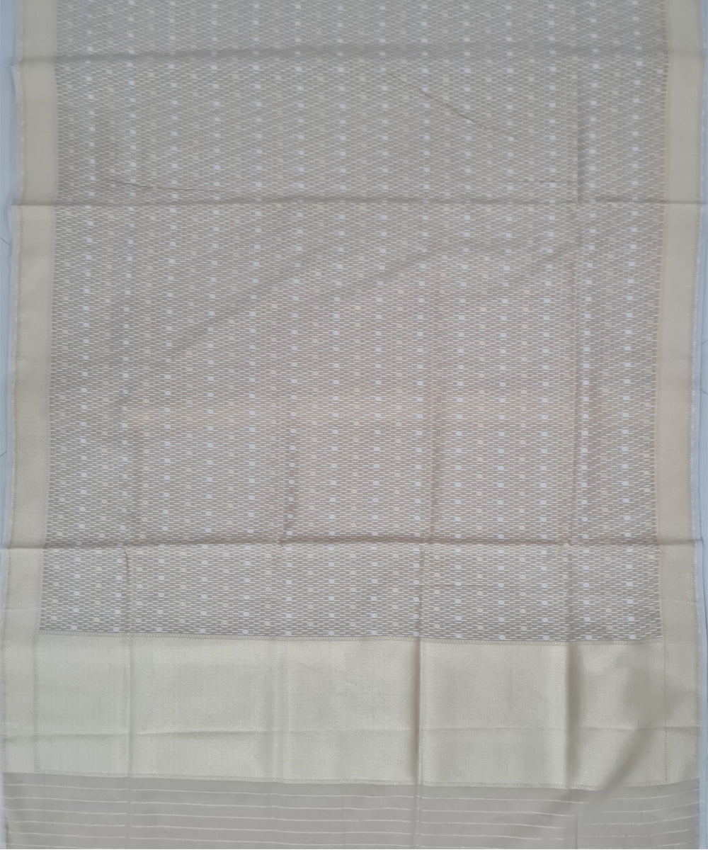 Grey handwoven cotton silk banarasi saree with zari