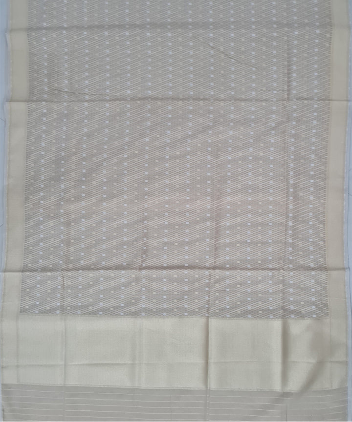 Grey handwoven cotton silk banarasi saree with zari