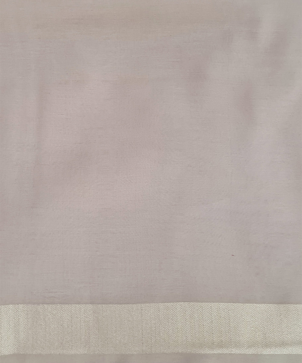 Grey handwoven cotton silk banarasi saree with zari