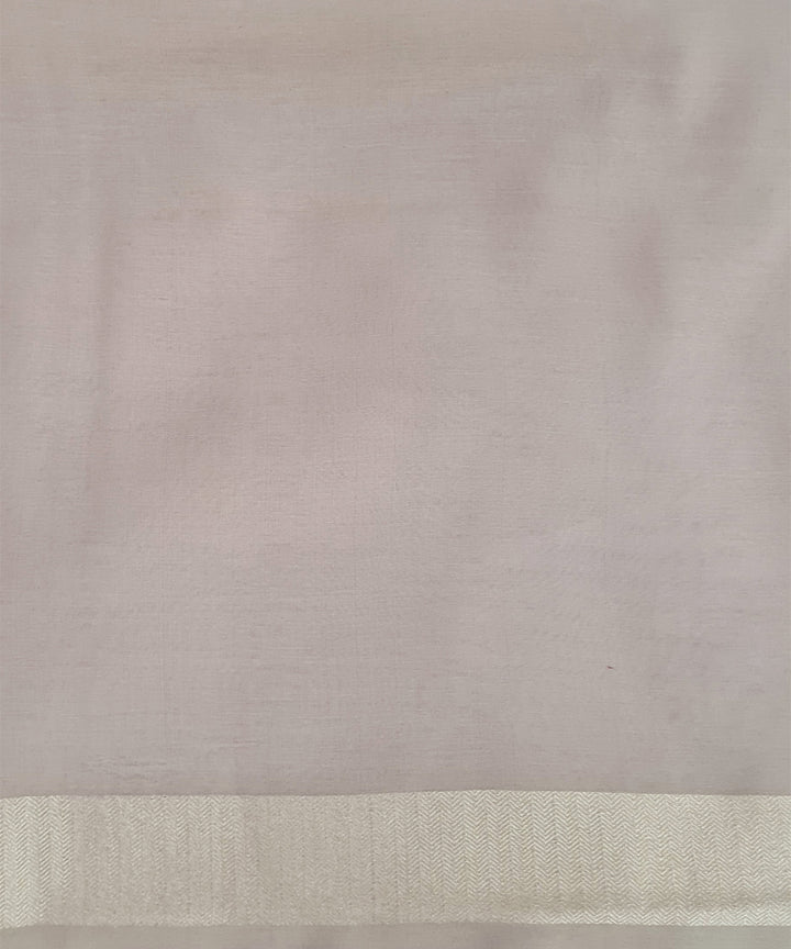 Grey handwoven cotton silk banarasi saree with zari