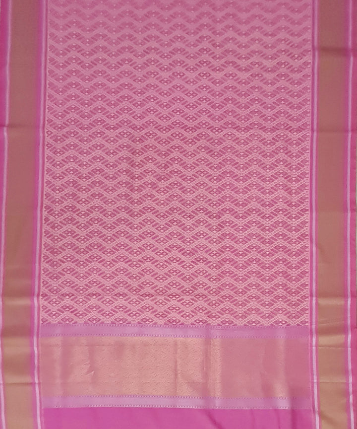 Pink handwoven cotton silk banarasi saree with zari