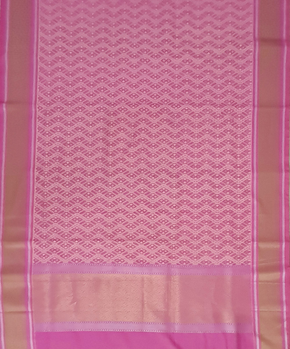 Pink handwoven cotton silk banarasi saree with zari