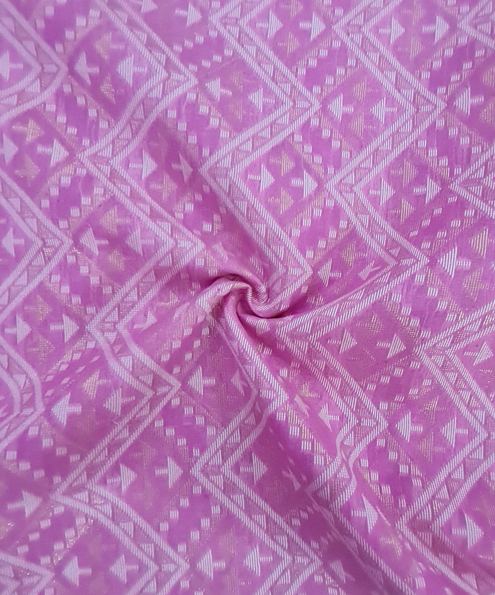 Pink handwoven cotton silk banarasi saree with zari