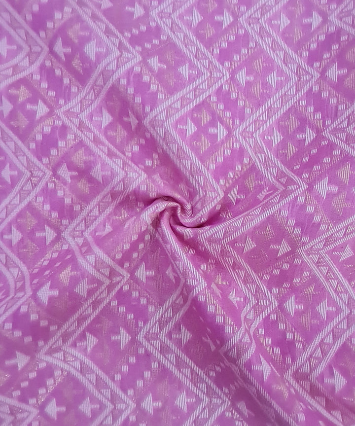Pink handwoven cotton silk banarasi saree with zari
