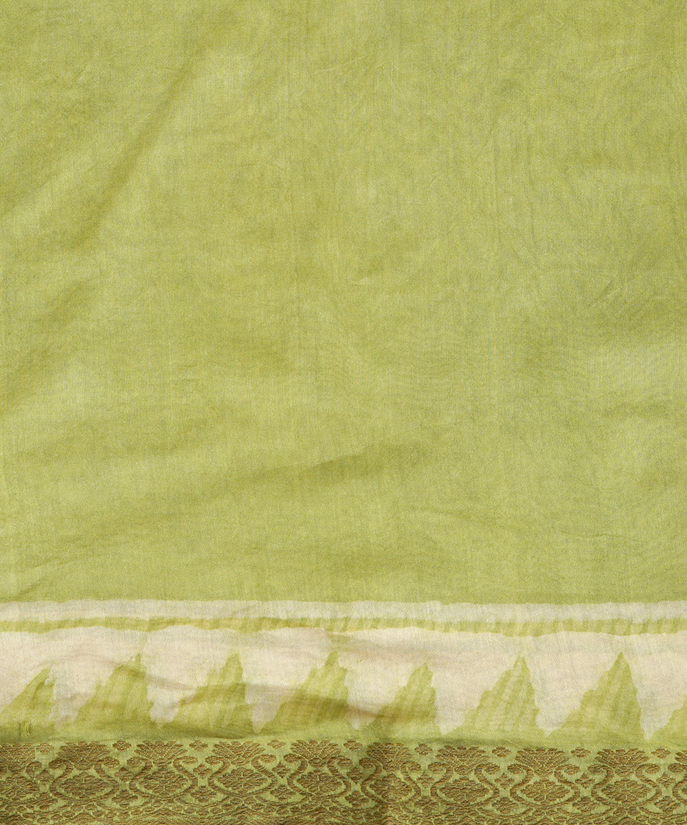 Lime green cotton silk handblock dabu print sari