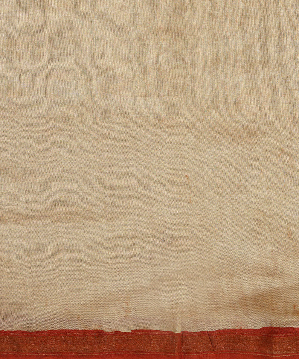Orange cotton silk handblock dabu print sari