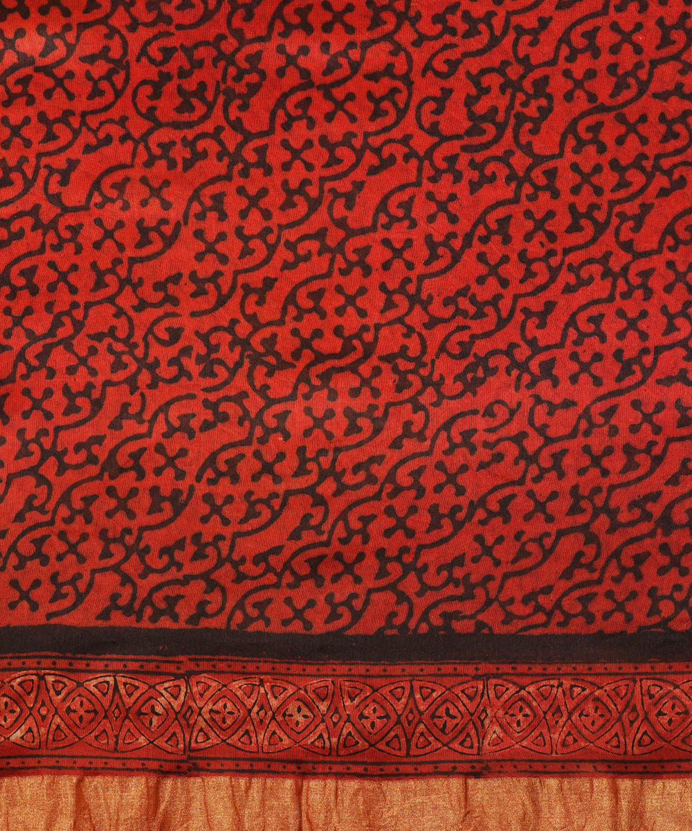 Multicolor ajrakh cotton silk ajrakh sari