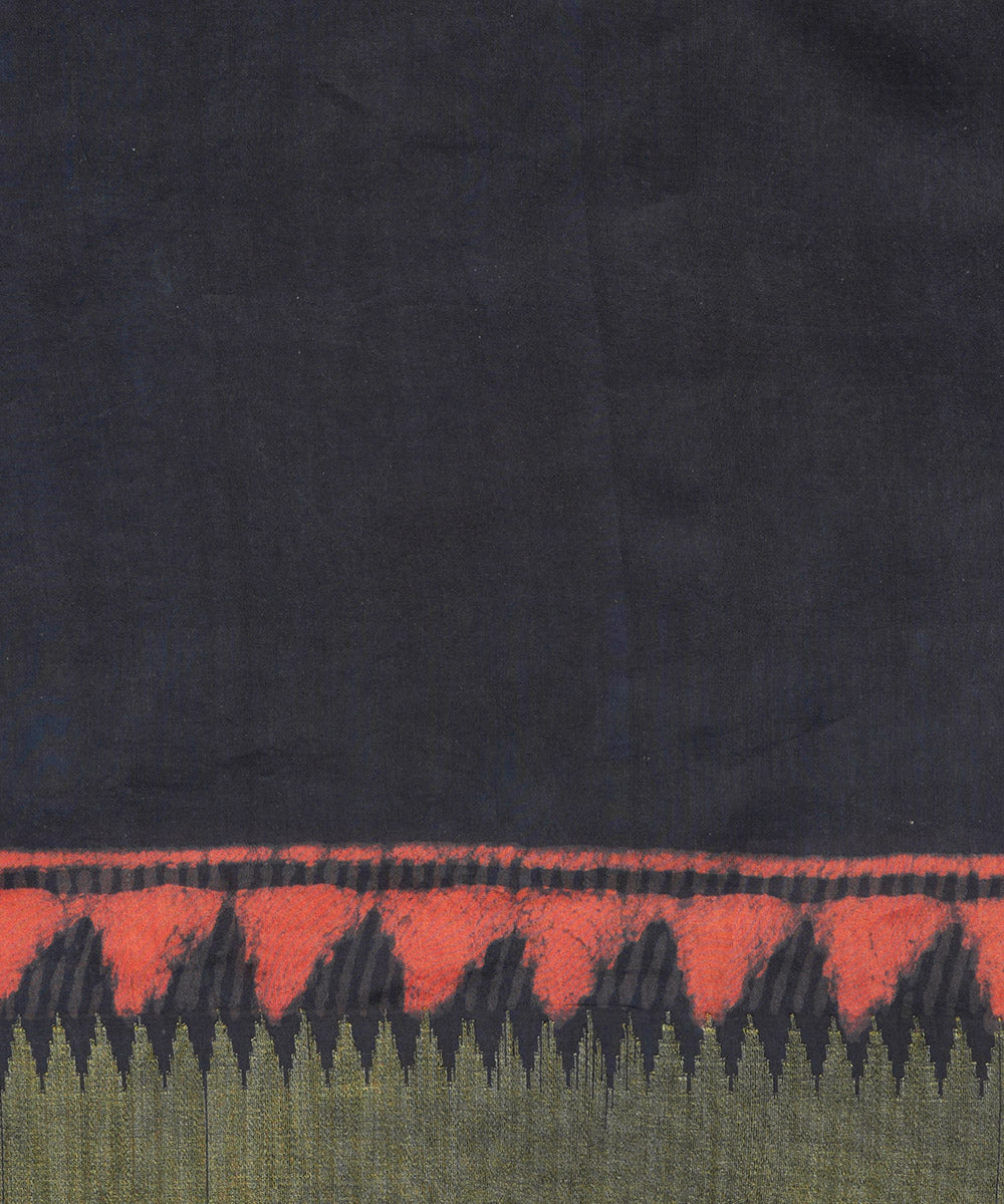 Multicolor gheecha border cotton silk hand block dabu printed sari