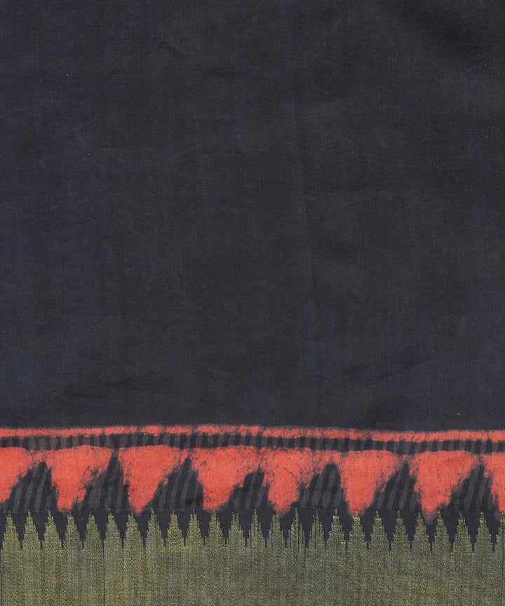 Multicolor gheecha border cotton silk hand block dabu printed sari