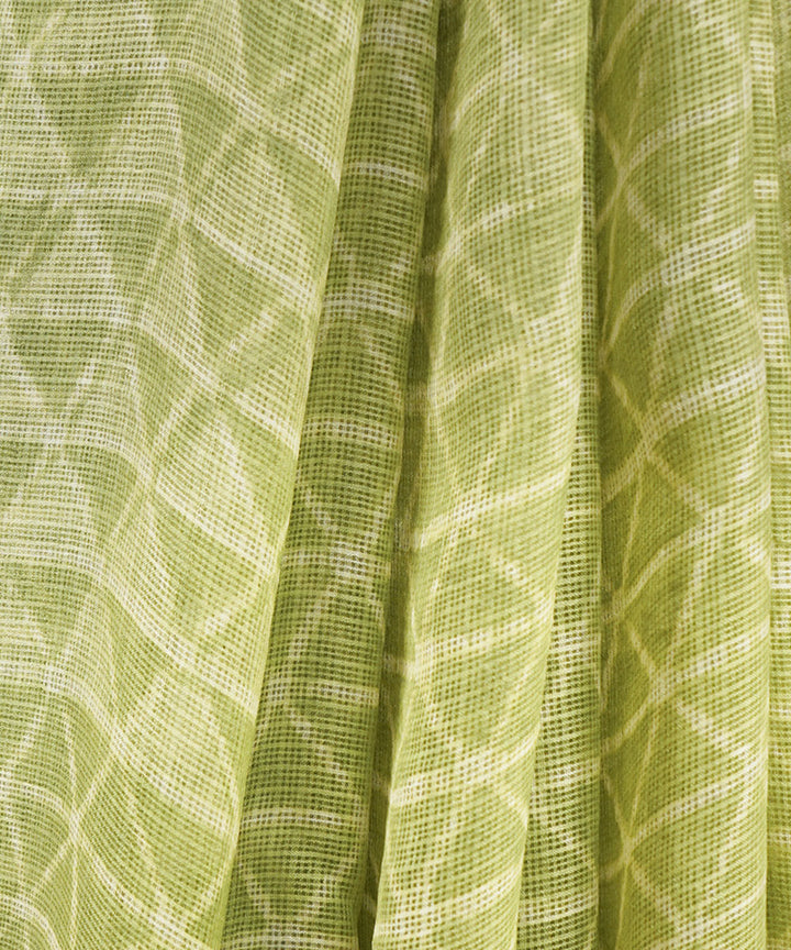 Lime green silk handblock dabu print sari