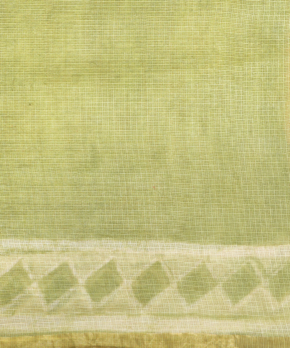 Lime green silk handblock dabu print sari