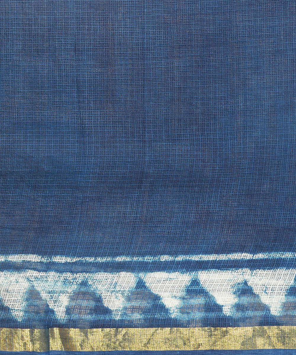 Indigo silk handblock dabu print sari