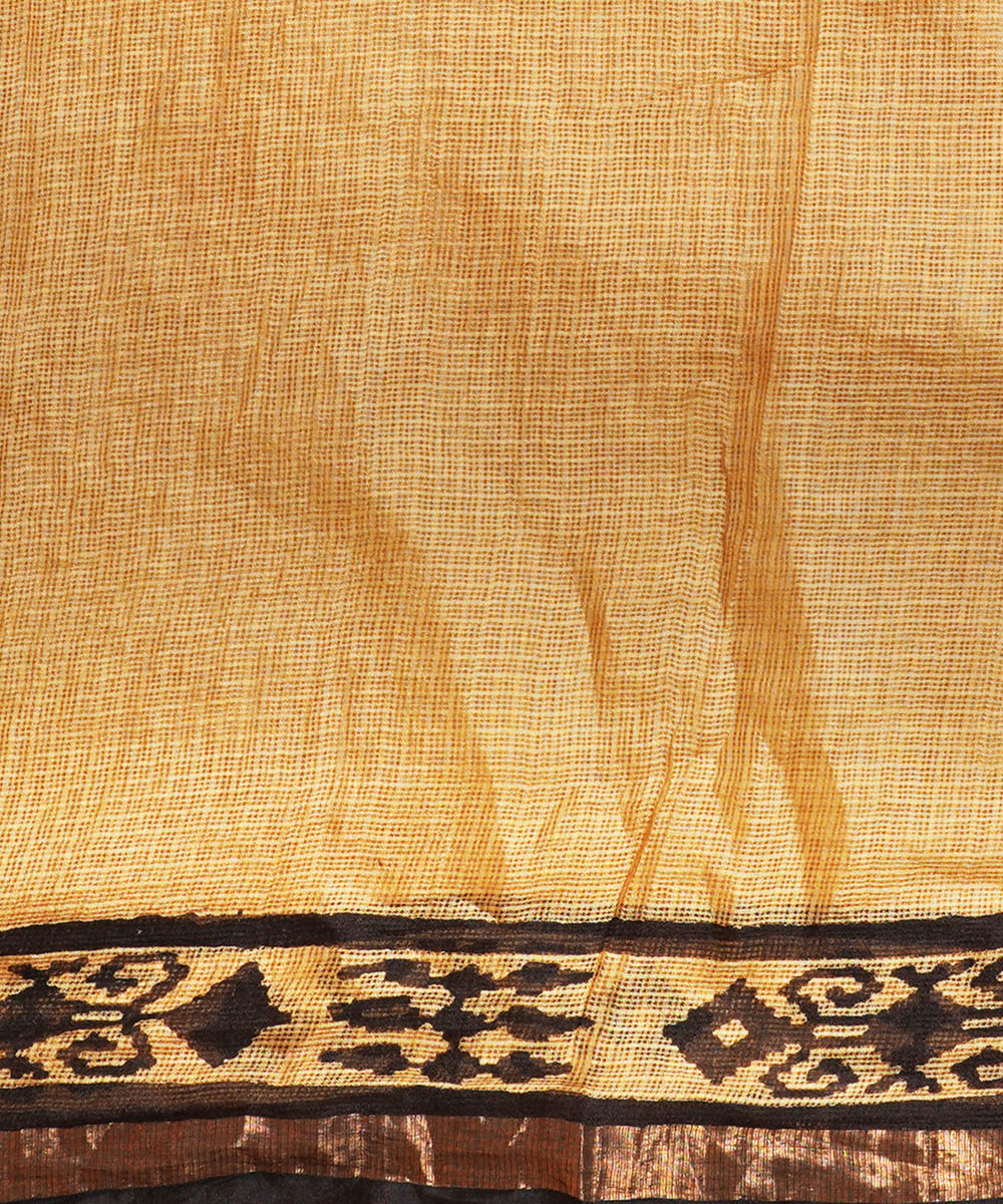 Red silk handblock dabu print sari