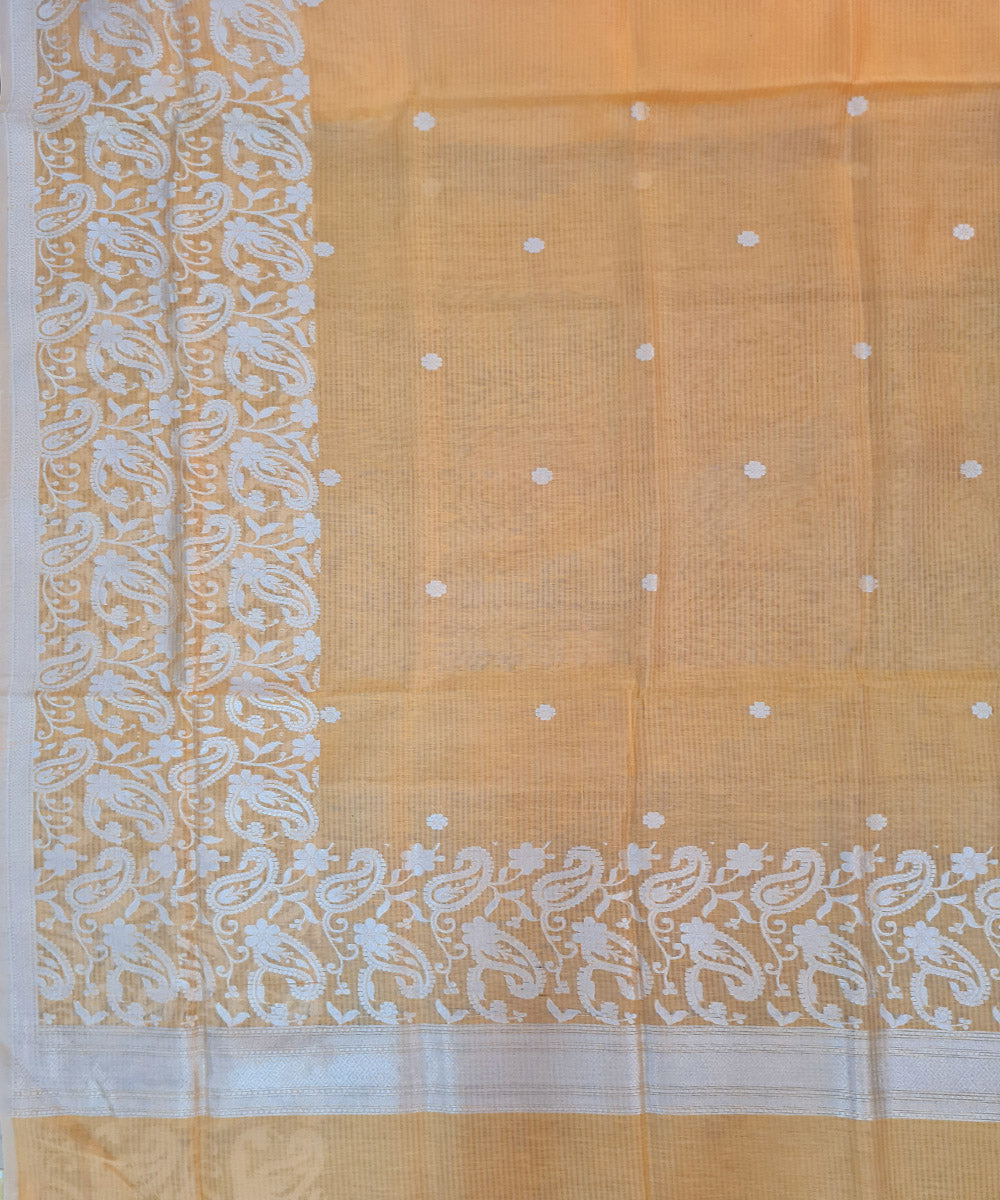 Orange handwoven banarasi silk saree