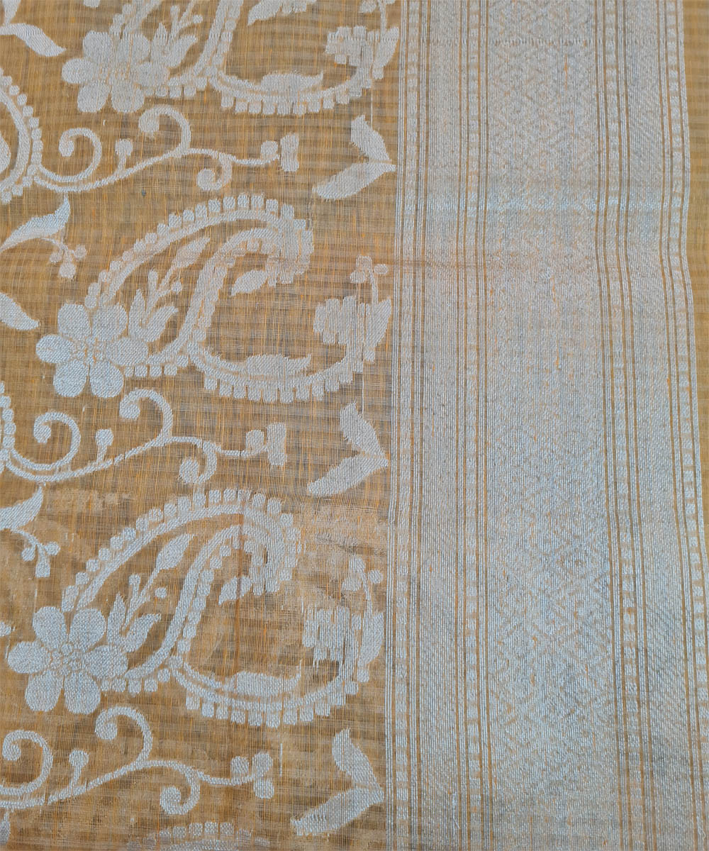 Orange handwoven banarasi silk saree