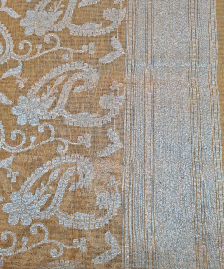 Orange handwoven banarasi silk saree