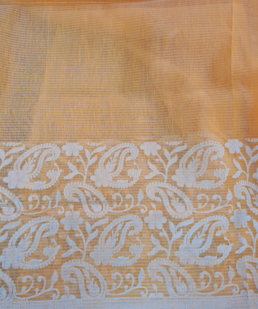 Orange handwoven banarasi silk saree