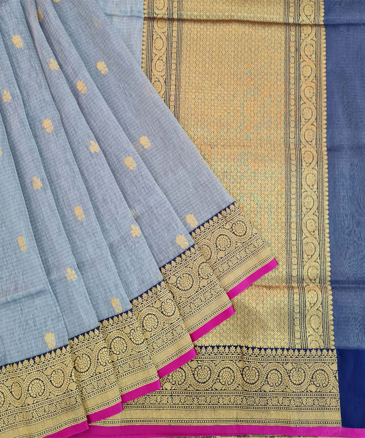 Grey handwoven banarasi silk saree