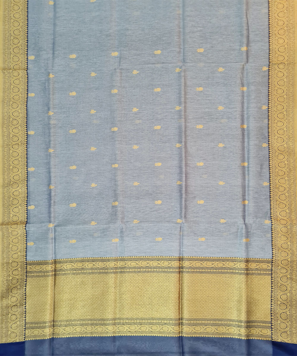 Grey handwoven banarasi silk saree