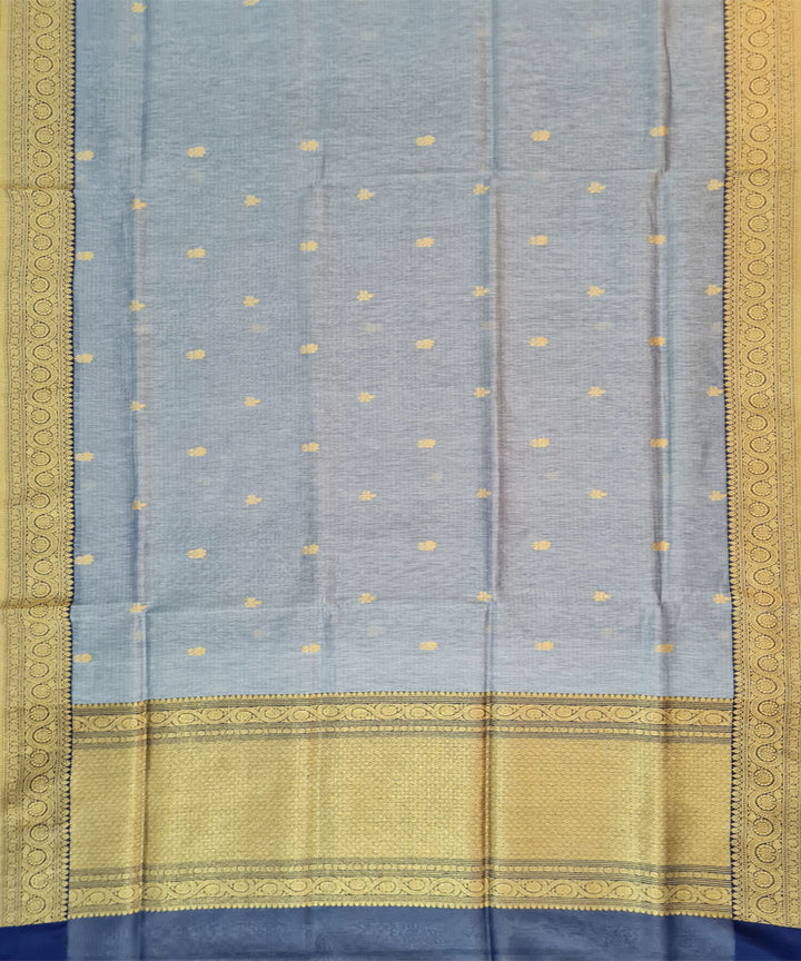 Grey handwoven banarasi silk saree