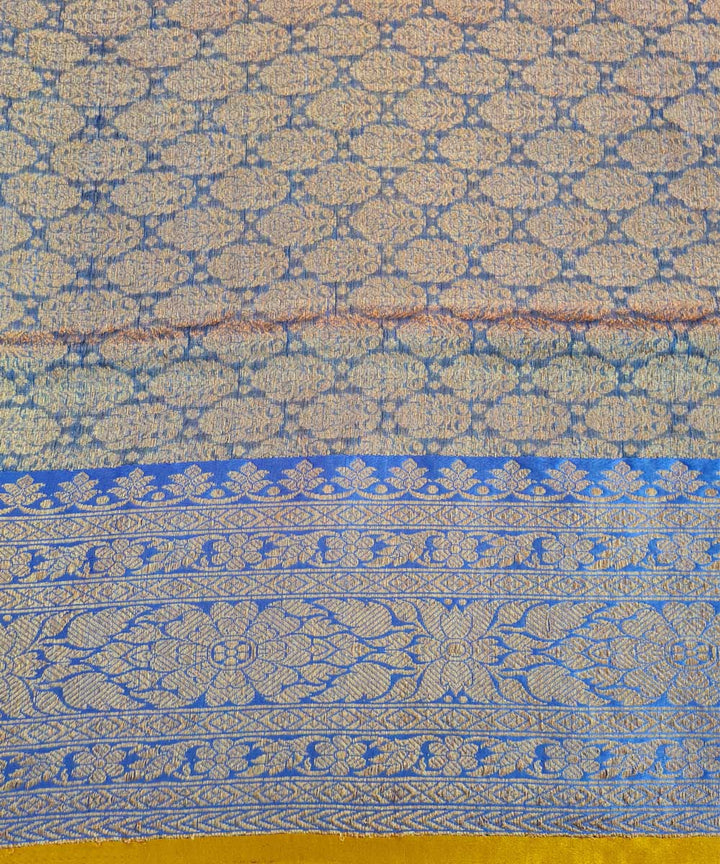 Peach blue handwoven banarasi silk saree