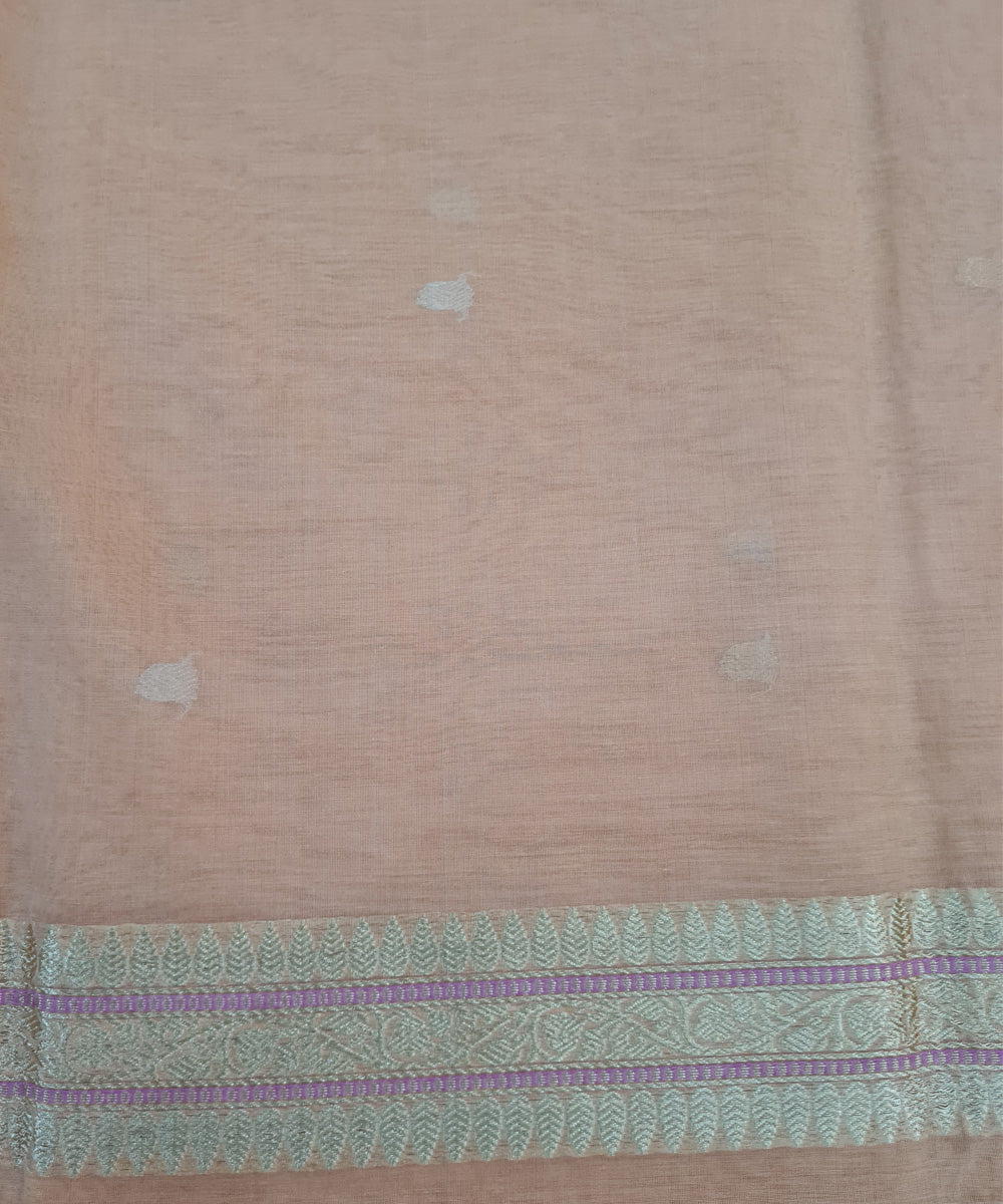 Peach handwoven banarasi silk saree