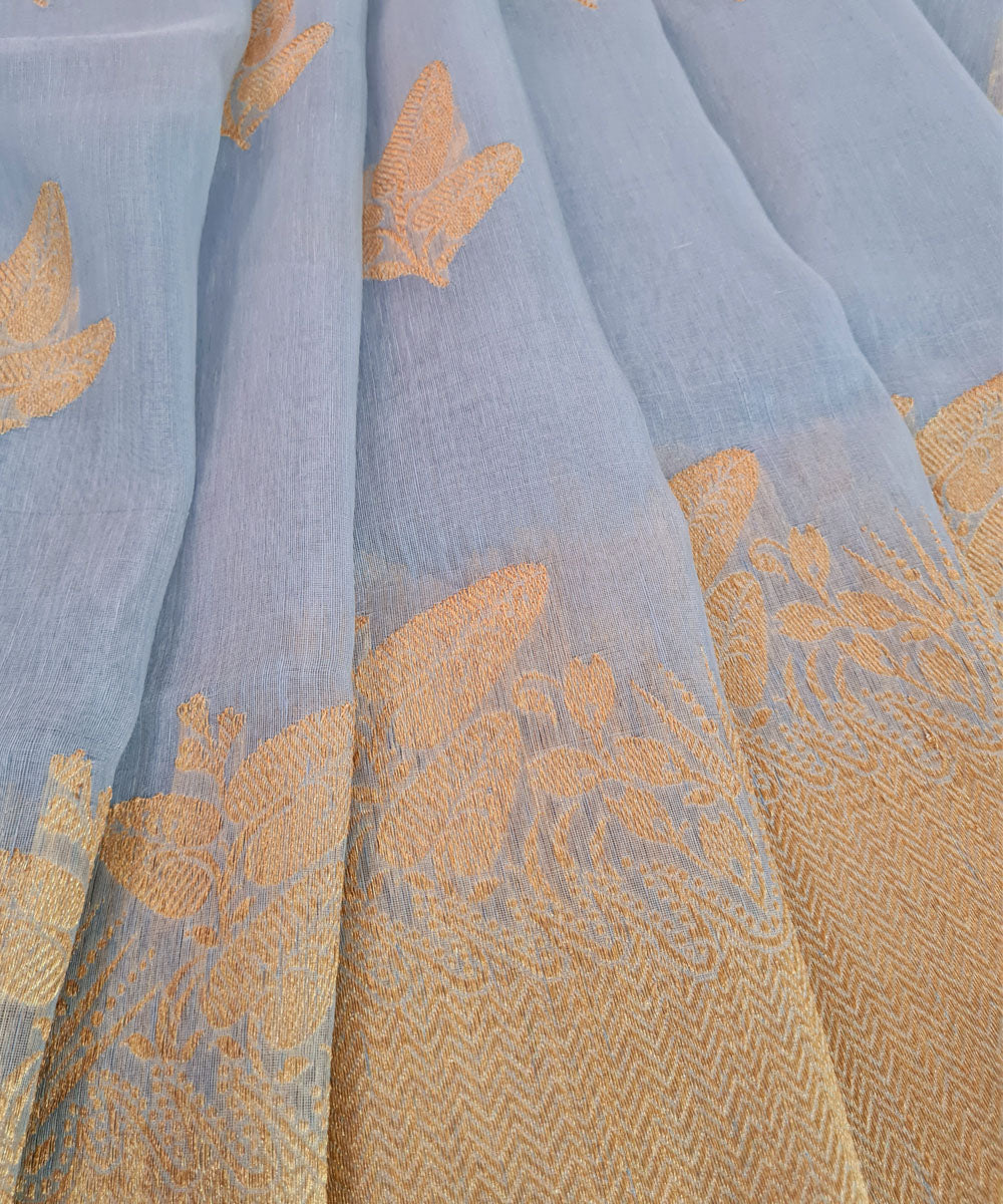 Grey handloom banarasi silk saree