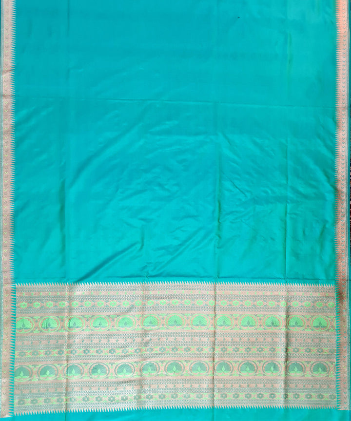 Cyan blue handwoven kawa buti banarasi silk saree