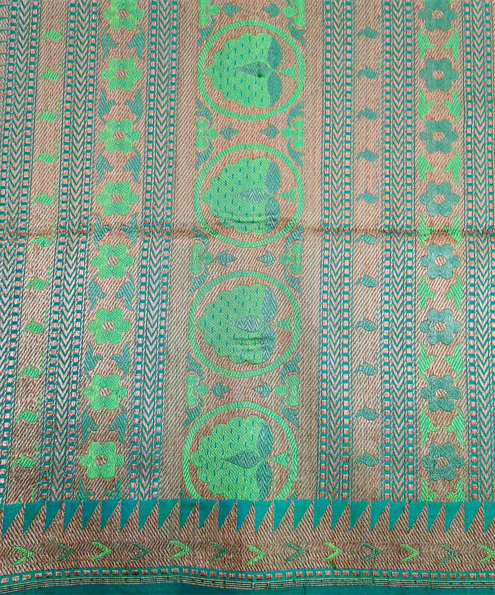 Cyan blue handwoven kawa buti banarasi silk saree