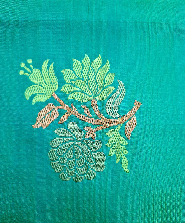 Cyan blue handwoven kawa buti banarasi silk saree