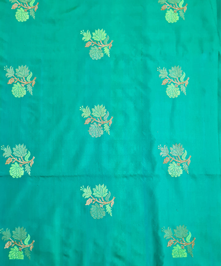 Cyan blue handwoven kawa buti banarasi silk saree