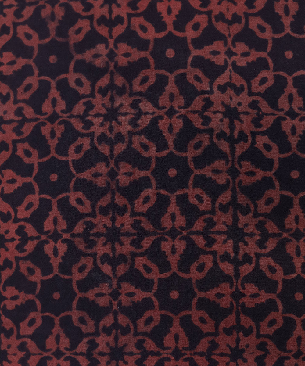 Black and red natural dye floral pattern handblock print fabric