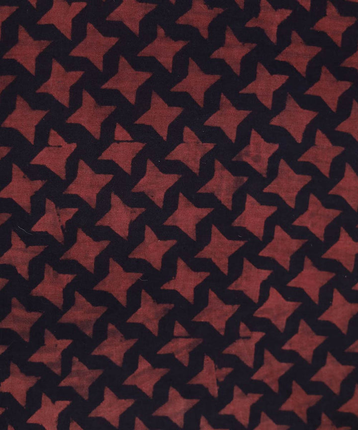 Black and red natural dye star pattern handblock print fabric