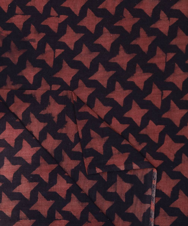 Black and red natural dye star pattern handblock print fabric
