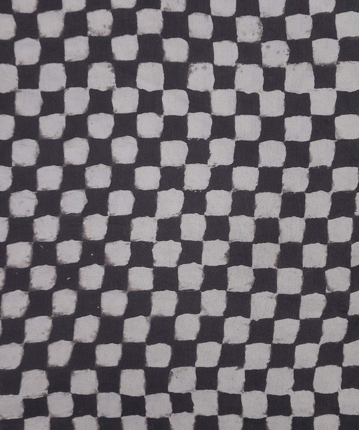 Black white hand block printed modal fabric