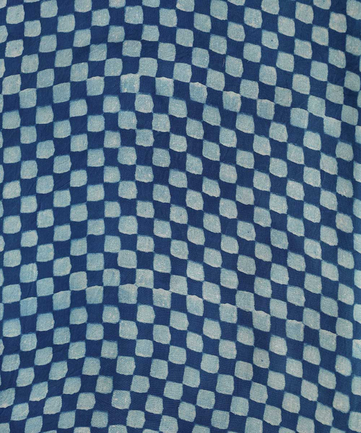Blue white hand block print modal fabric