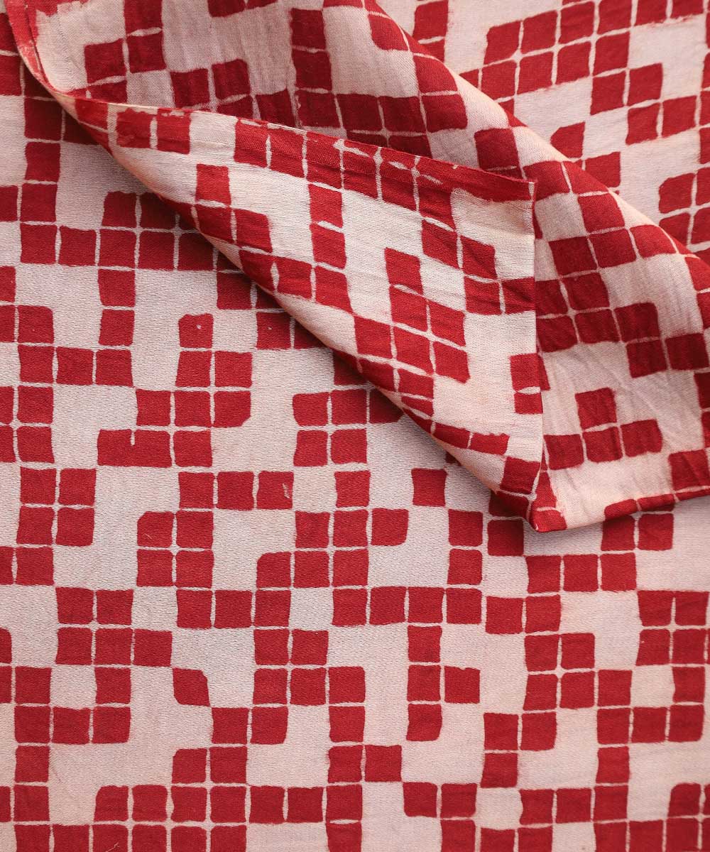 TGL-Red lines tetris block printed modal fabric